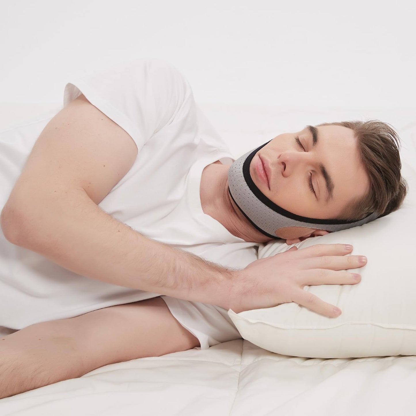 Anti Snoring Chin Strap for Cpap Users, KeyBegin Adjustable Chin Strap for Snoring Chin Strap for Sleeping, Upgraded Cpap Chin Strap to Keep Mouth Closed While Sleeping(Grey)