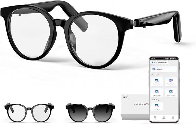 GetD AI Glasses for Men & Women, Smart Glasses Powered by ChatGPT with 145-Language Translation,Bluetooth 5.4 Glasses, Pol...
