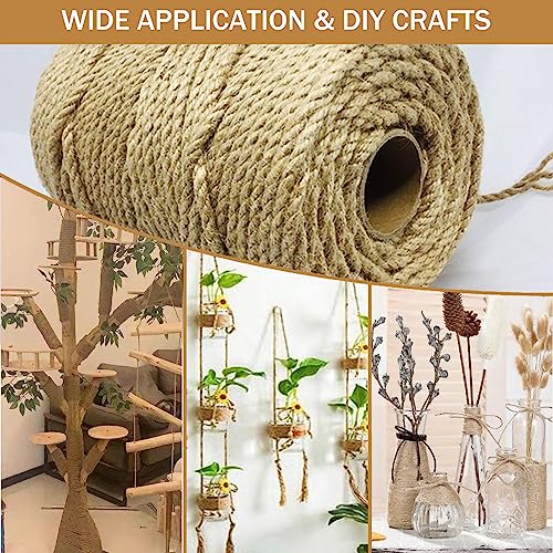 Sisal Rope for Cat Scratcher,Rope for Cat Scratch Post 4mm 164F Jute Twine for Scratching Post Repairing, Recovering or DIY