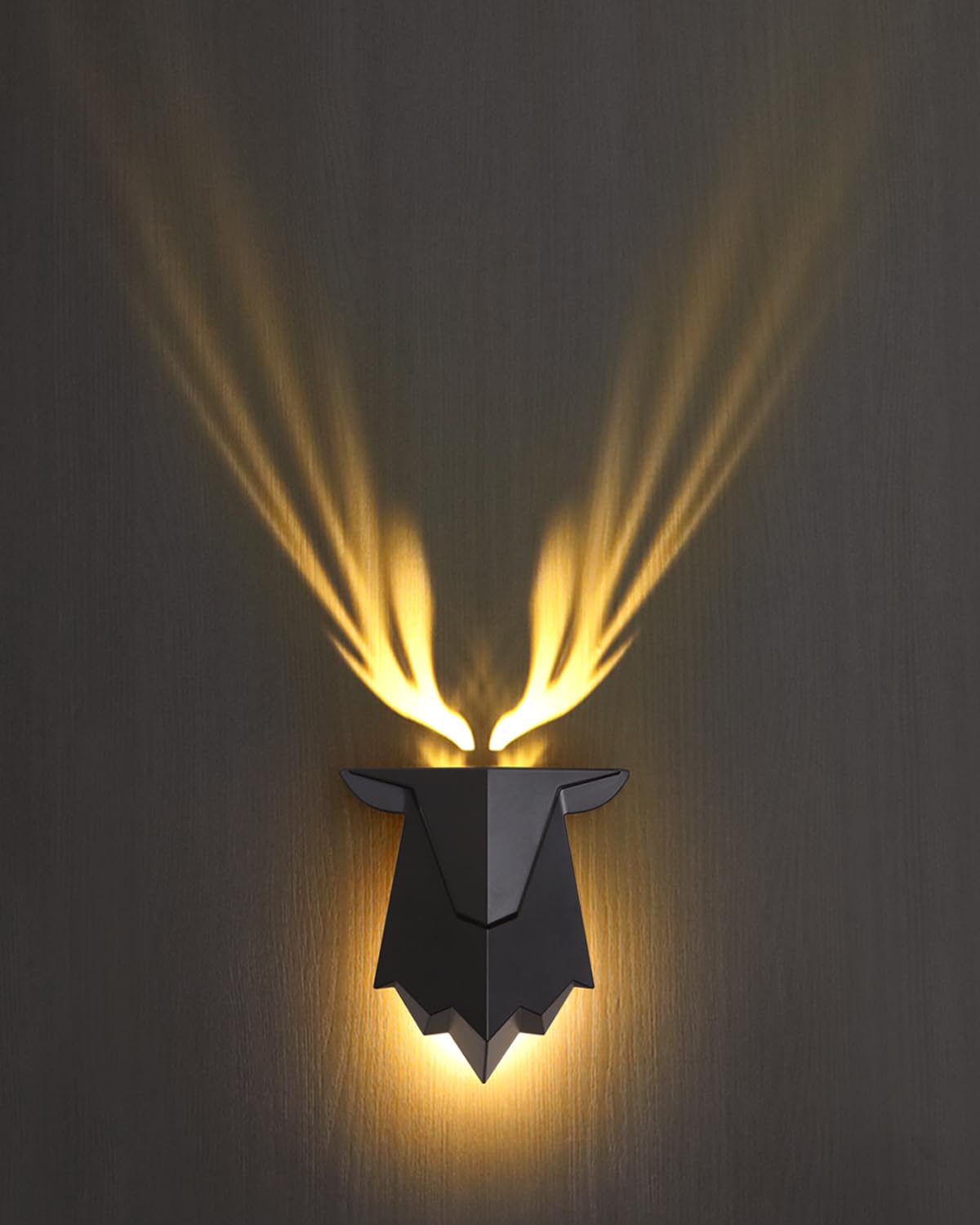 Fuloon Antler Night Light, Remote Control, Battery Operated, Adjustable, 1 PC, Black, Model S06