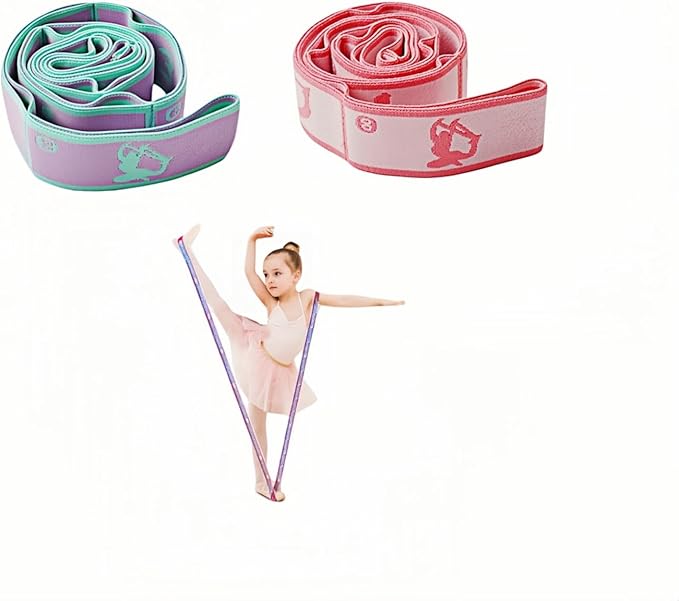 MBKHFLL Stretch Strap for Kids Elastic Gymnastics Stretching Ballet Dance Band with 8 Loops Adjustable Exercise Training R...