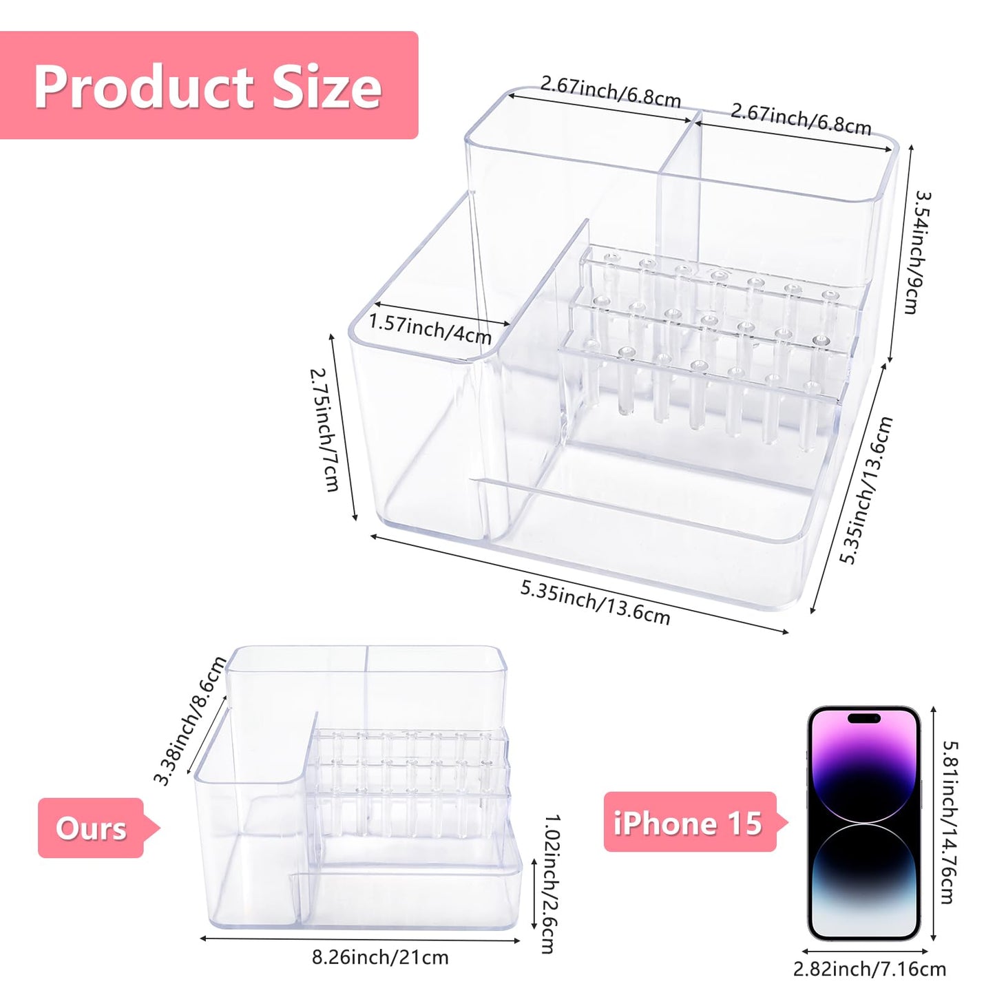 Nail Drill Holder, 21 Holes Nail Drill Machine & Bits Storage Box, Acrylic Nail Drill Bit Holder Professional Nail Tools Organiz