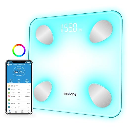 Scale for Body Weight, Digital Weight Scale with Color-Changing, Most Accurate to 0.2lb, Bluetooth Bathroom Scale with Bm...