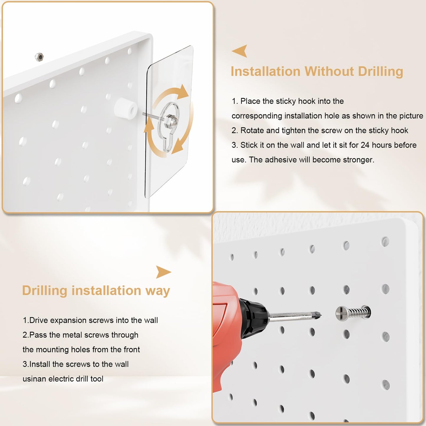 FZK Peg Board Kit, 36pcs - Includes 4 White Pegboards & Accessories, Plastic Pegboard Wall Organizer for Office & Craft Room