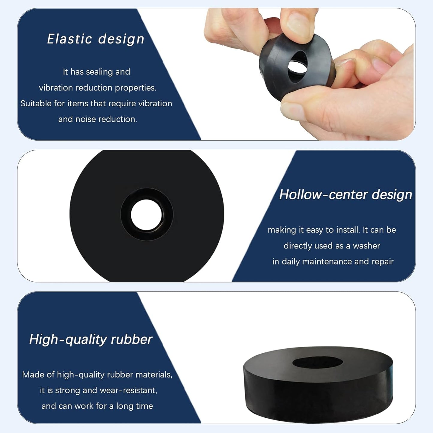8Pcs Rubber Spacers, 1'' OD x 3/8'' ID x 1'' Thickness Thick Rubber Washers Black Round Vibration Isolation Bushings for Bolts, Car, Boat, Home (1'' OD x 3/8'' ID x 1'' Thickness)