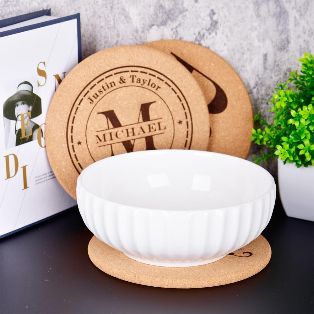Personalized Cork Trivets, Custom Engraved Absorbent Trivets for Hot Dishes, Pots, Pans, Baking Sheets, Hot Plates for Table (T)