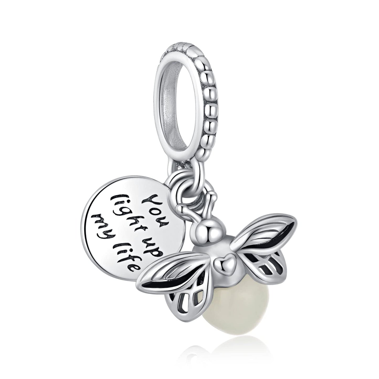 Alstade Night Glow Firefly Dangle Charm 925 Sterling Silver Charms fits Bracelets and Necklace Pendant Bead Charms Jewelry Prese
