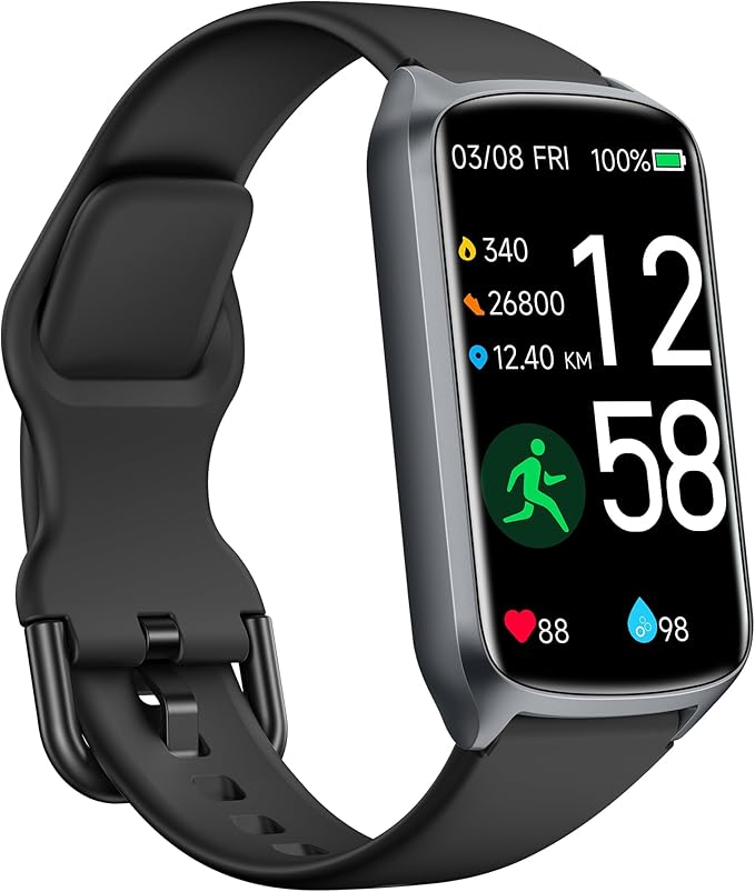 Amzhero Health Fitness Tracker with 24/7 Heart Rate, Blood Oxygen, Blood Pressure, Sleep Tracker, 5ATM Waterproof Activity...