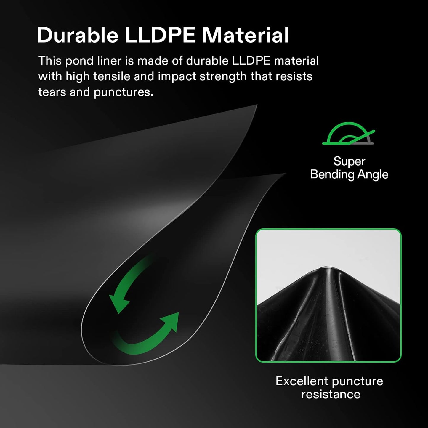 VIVOSUN 10 x 13 Feet Pond Liner, 14.5 Mil Durable LLDPE Pond Liners for Koi Ponds, Aquaculture and Water Gardens, Black