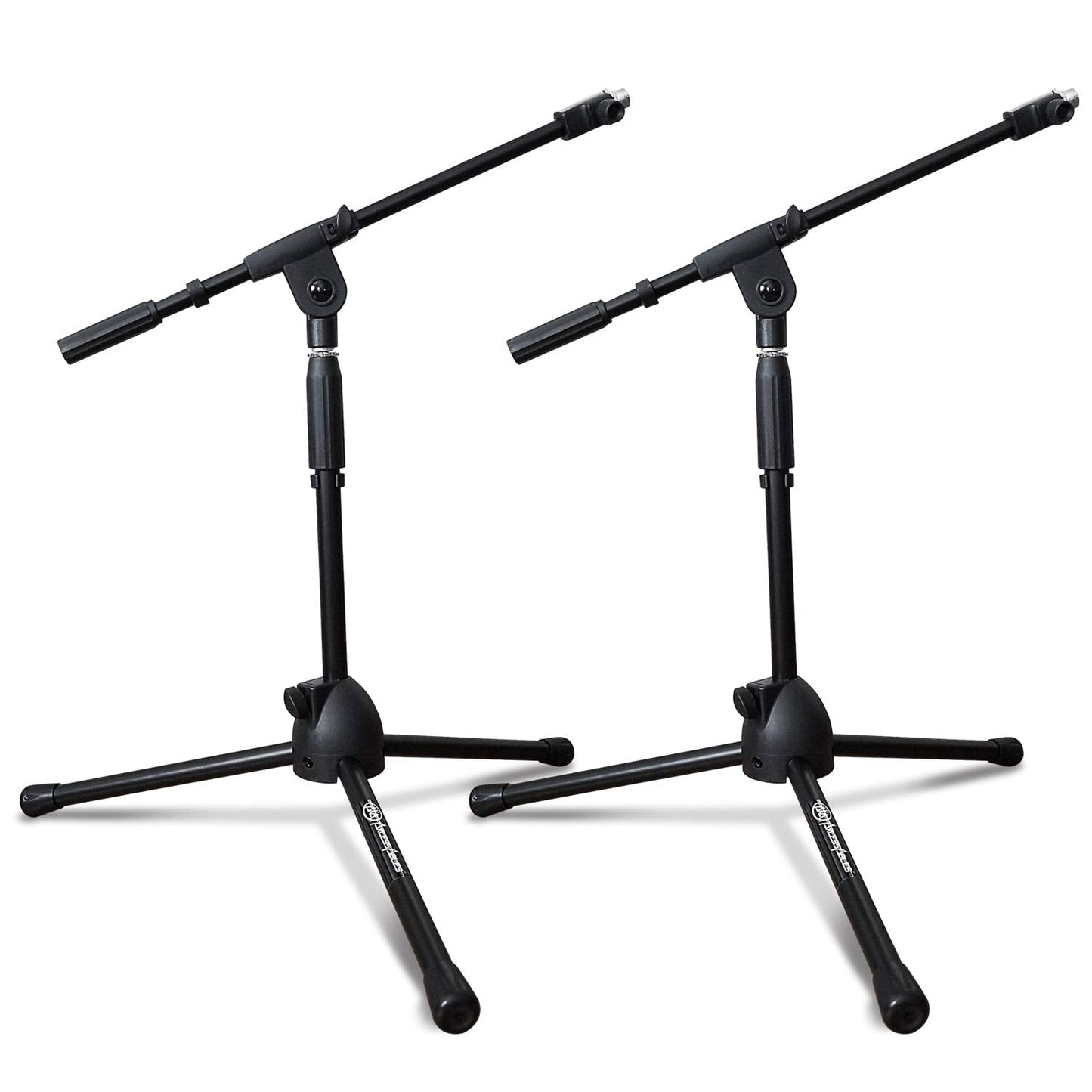 Axcessables Low-Profile Microphone Tripod Stand With Boom Arm | Adjustable Height Short Floor Mic Stand With Boom | Kick Drum Mi