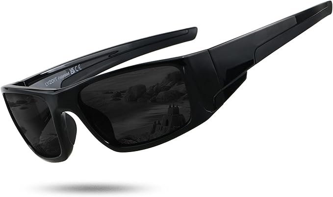LYZOIT Polarized Sports Sunglasses for Men Women Wrap Around Unbreakable Frame Driving Fishing Cycling Running