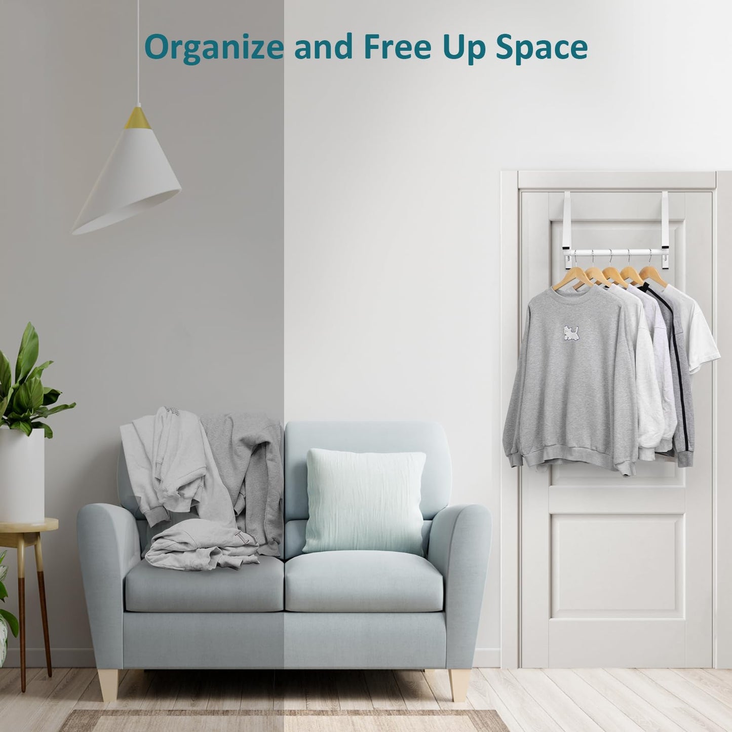 Optish Foldable Over The Door Hanger - Space-Saving Drying Rack for Coats & Clothing, Small Clothes Organizer, White
