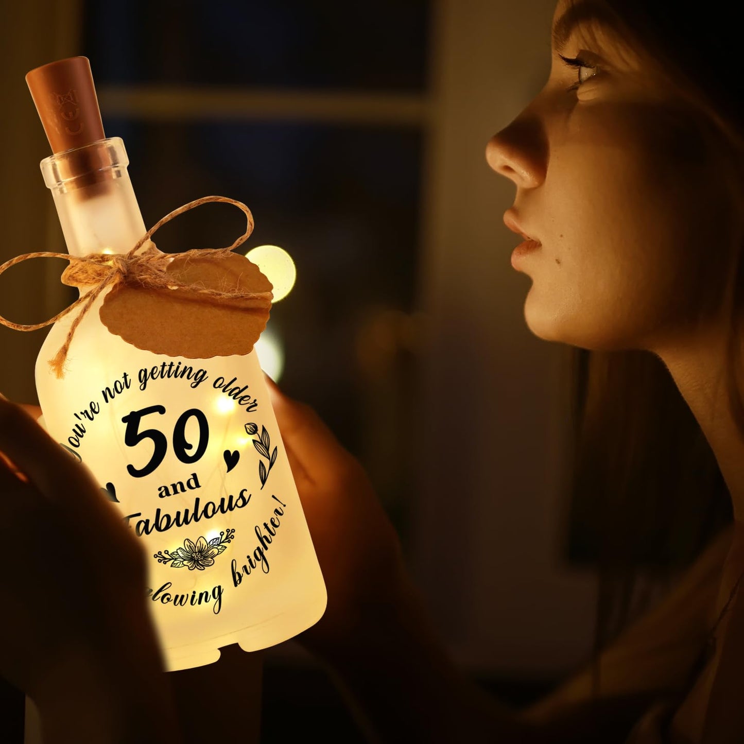 Vetbuosa 50Th Birthday Gifts For Her Him - Led Bottle Decorative Light 50 Years Old Gift For Women  50Th Birthday Decorations For Mum Friends Sister Wife
