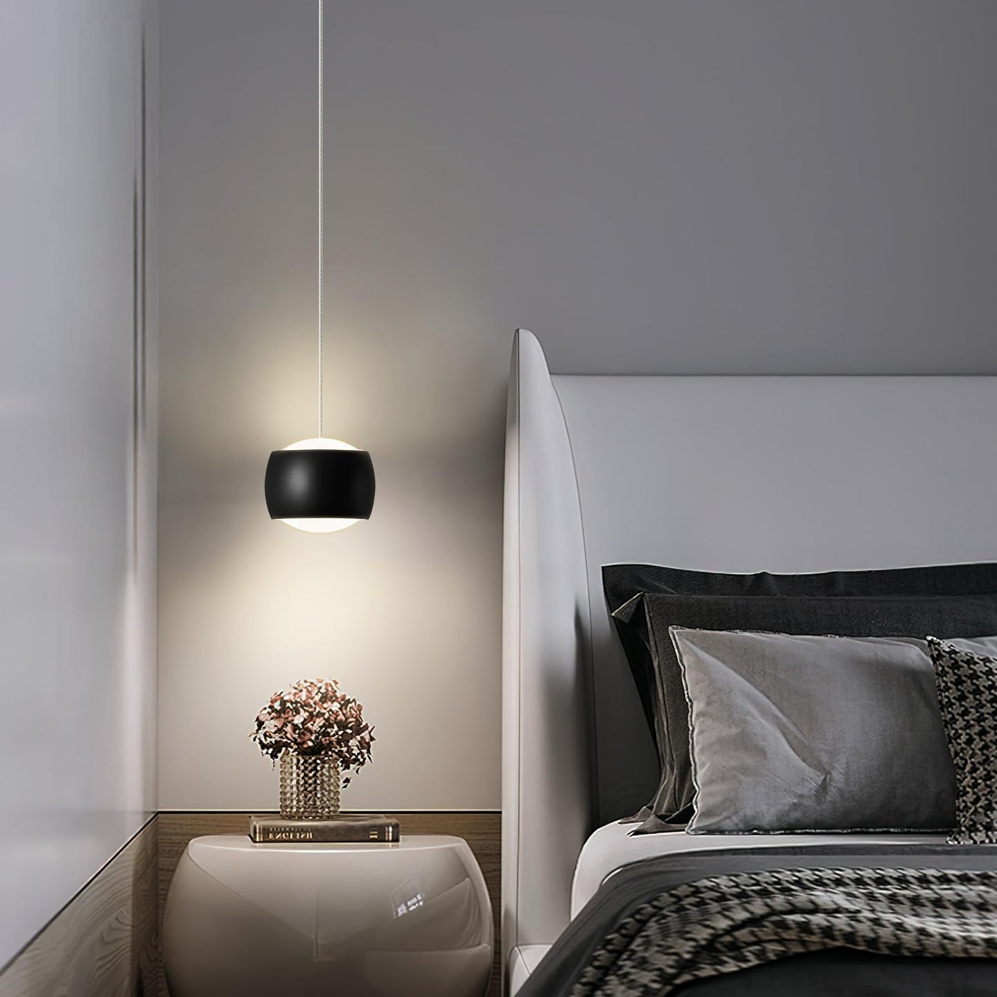 Adcthome Modern Led Dimmable Pendant Light Fixtures Mini Island Pendant Lighting For Kitchen Island Dinning Room Bedroom Bar  Kitchen Island Ceiling Hanging Light Fixtures(Black-2-Pack)