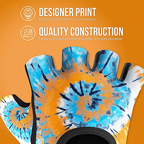 Contraband Pink Label 5347 Womens Designer Workout Gloves | Tie Dye Print w/Grip-Lock™ Silicone Palm