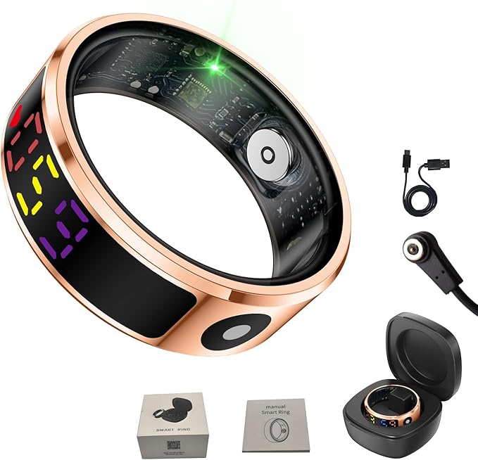 DJ.KEKAO Smart Ring with Color Screen|Track Heart Rate, Sleep, Blood Oxygen,Steps |Power|Display| Short-Form Video/Remote ...