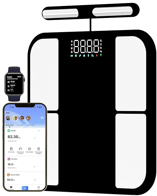 Gdncbm Scale for Body Weight - 8 Electrodes High Precision Digital Scale for BMI - 56 Body Composition Metrics - Bluetooth...