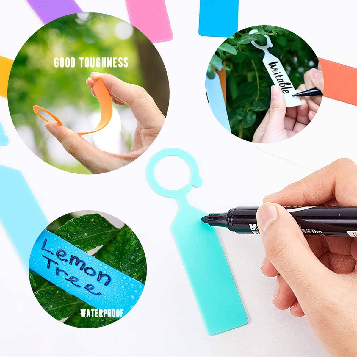 MHY 200 Pcs Thick Plastic Labels - Waterproof Garden Plant Tags - 4.3 inch Color Hanging Markers for Potted Plants, Nurseries, Trees, Gardening (Red)