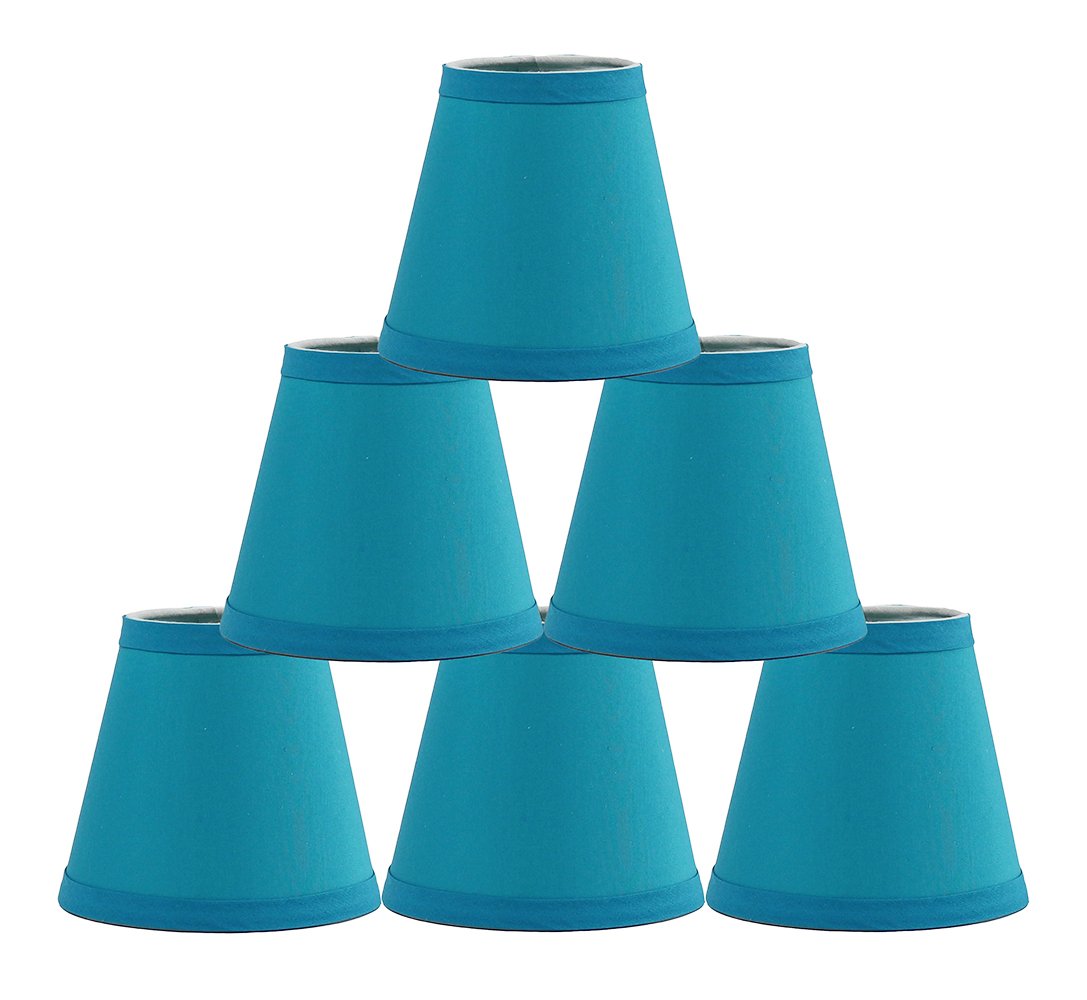 Urbanest Teal Cotton Chandelier Lamp Shade Set of 6, 3inx6inx5in, Hardback, Clip On