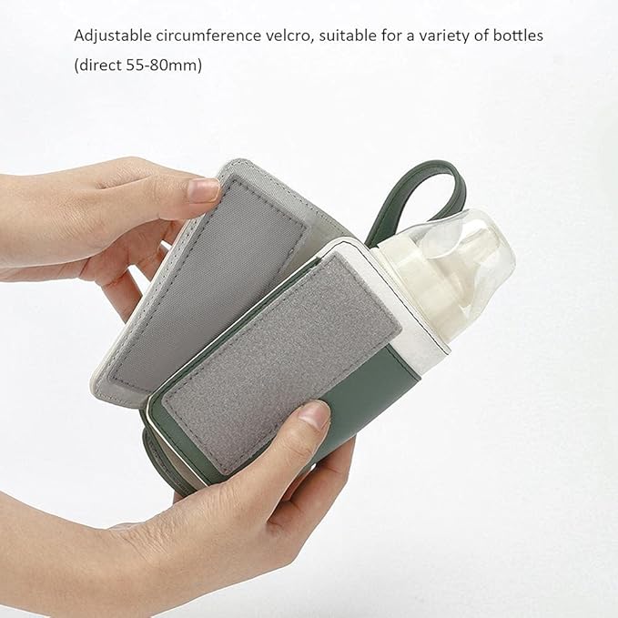 FTVOGUE Bottle Warmer Bag 3 Temperature Adjustable Portable Baby Bottle Warmer for Connecting to Mobile Power (Green)