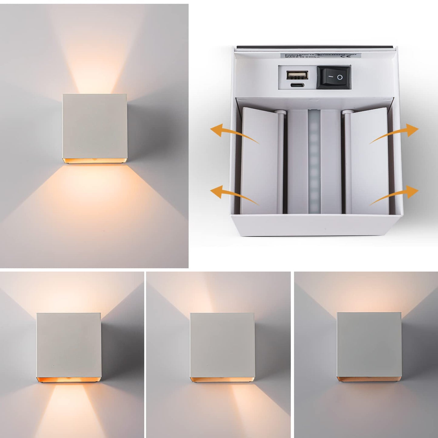 SURPALIG RGB LED Wall Light, Rechargeable, Remote Control, Dimmable, Magnetic, 1PCS, White, Model RHHHN