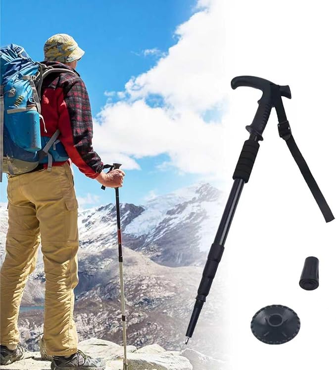 Retractable Trekking Pole Aluminum Alloy Walking Poles Portable Hiking Pole Suitable for Outdoor Activities Such as Mounta...