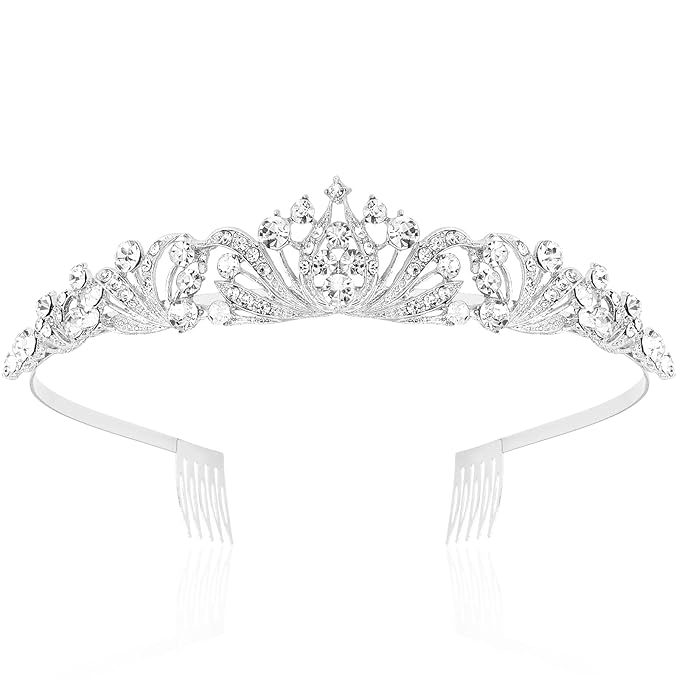 TOBATOBA Silver Tiara and Crown for Women Girls, Crystal Wedding Tiaras for Bride, Princess Bridal Tiara Quinceanera Crown...