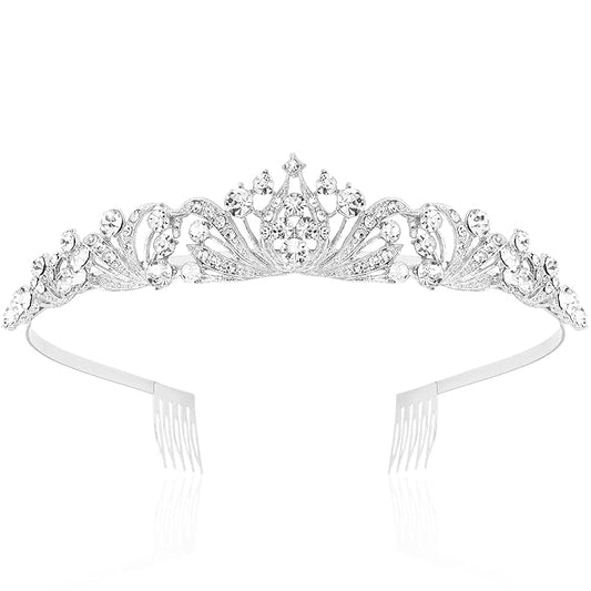 TOBATOBA Silver Tiara and Crown for Women Girls, Crystal Wedding Tiaras for Bride, Princess Bridal Tiara Quinceanera Crown...
