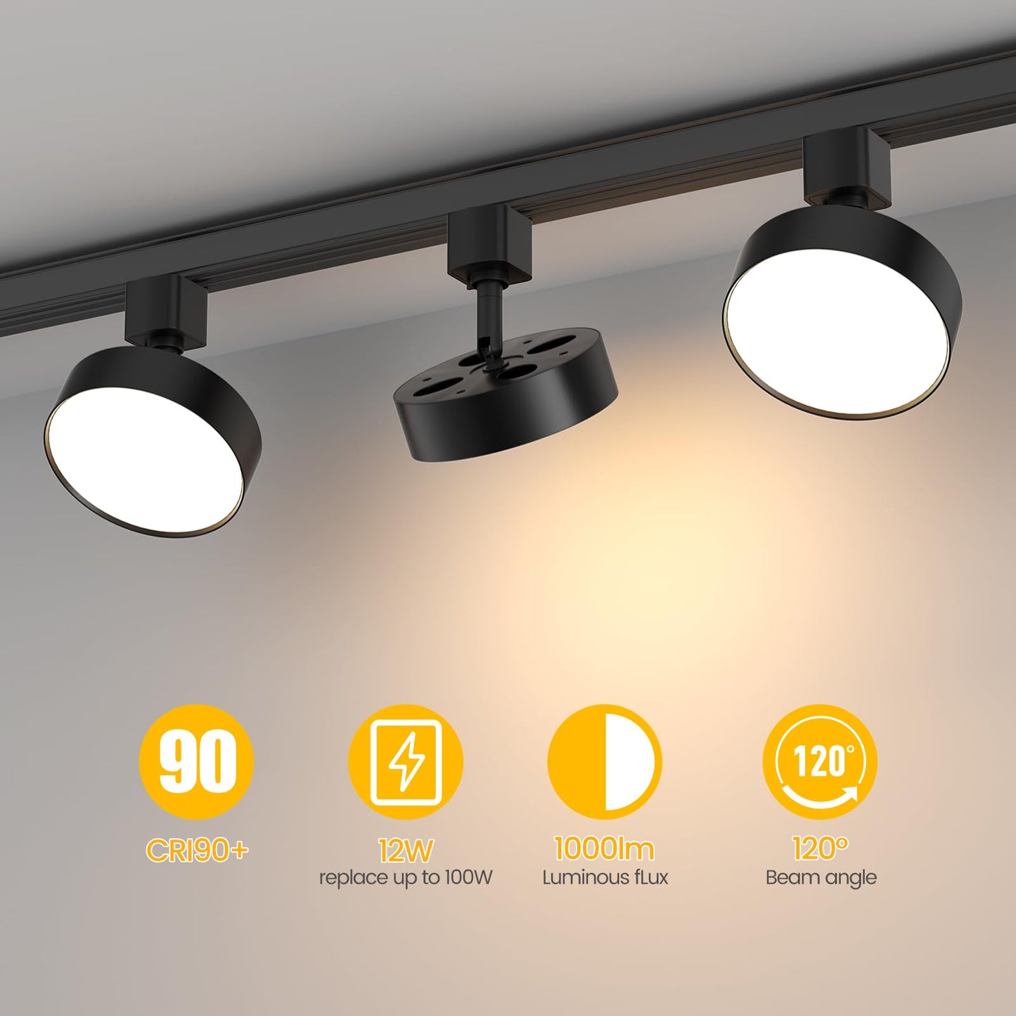 Tuyubee Diffuse Led Track Lighting Heads H Type Track Light Heads Dimmable Kitchen Track Lighting Fixtures Ceiling  Compatible With H Track Rails - Flicker Free Cri90+ 3000K 12W 1000Lm  3 Pack Black