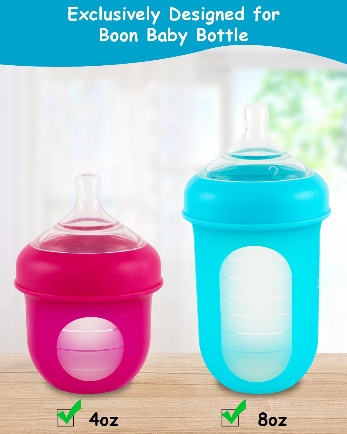 XUNICUTE Baby Bottle Handles for Boon Bottles, Ergonomic Bottles Holder for Newborn, 3 Count