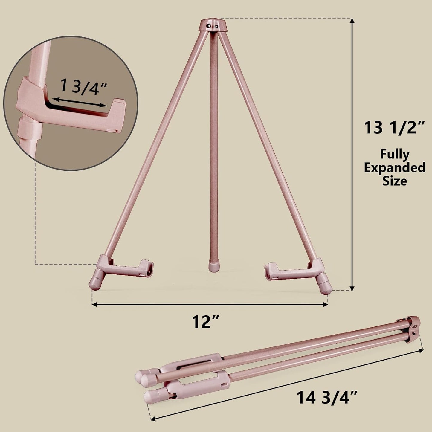14" High Tabletop Instant Display Easel, Small Desktop Steel Easel Stand with Adjustable Holders for Paintings, Posters and Store Signs(Champagne, 2Pack)