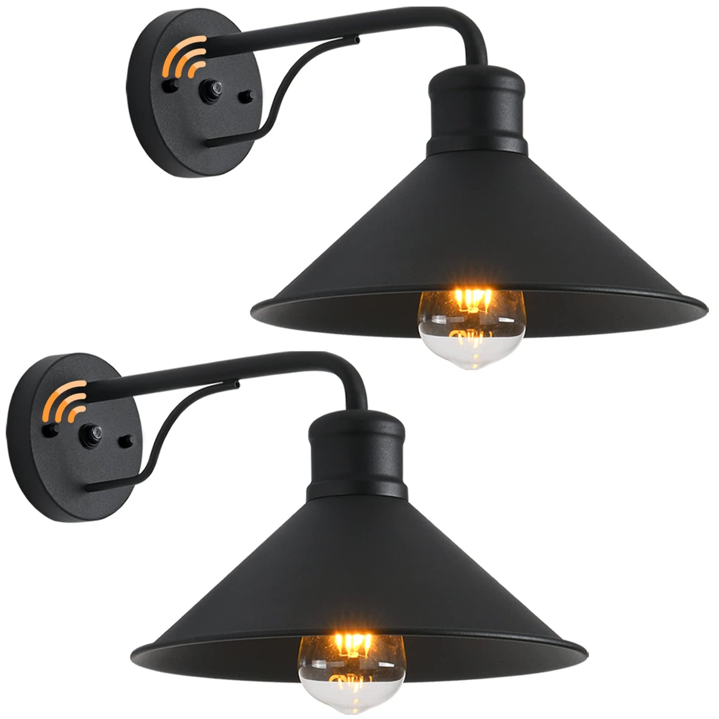 Ptrworoa Dusk To Dawn Sensor Wall Sconce Outdoor Lighting Fixture  Industrial Outdoor Barn Light Matte Black Exterior Wall Sconce For Patio Doorway Porch Entryway Garage  2 Pack
