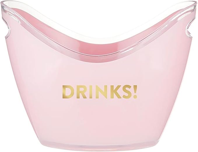 Slant Party Supplies Ice Bucket - Double Handle Acrylic Champagne Beverage Cooler, 10.8" x 8", Pink/Gold - Drinks