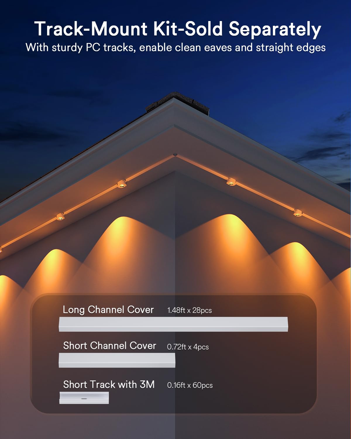 Lumary Smart Permanent Outdoor Lights 2 With Remote & Slide-Base  100Ft With 60 Rgbaicw Leds 3600Lm For Daily & Accent Lighting  110+ Scene For Halloween Christmas Decor  Work With Alexa Google  White