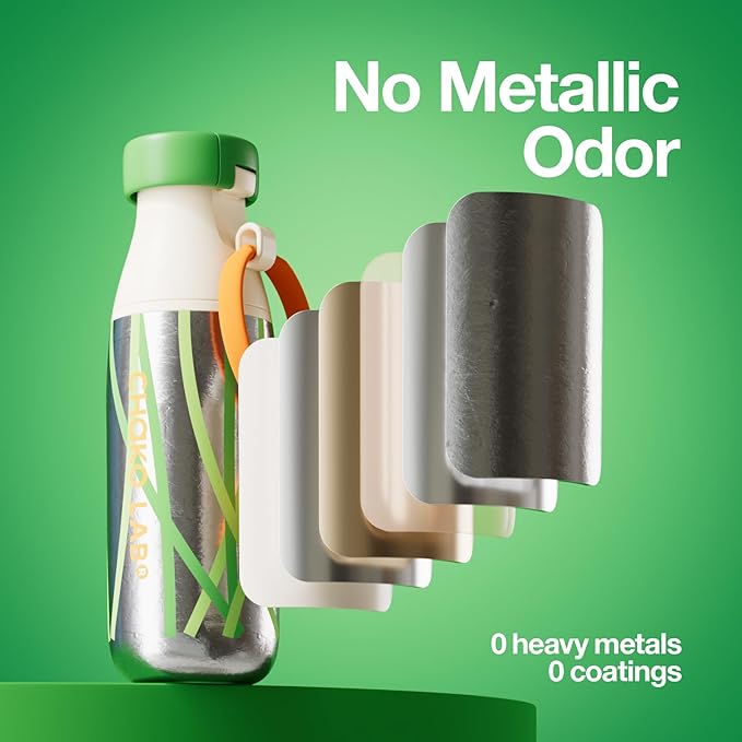CHAKO LAB Ti material Water Bottle with Two Strap | BPA-Free Leak Proof | 17oz Bottle with Spout Lid & Straw | Grass