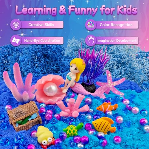 7july Mermaid Terrarium Craft Kit for Kids - LED Night Light Up & Remote Mermaid Birthday Gifts Toys for Girls Age 5 6 7 8...