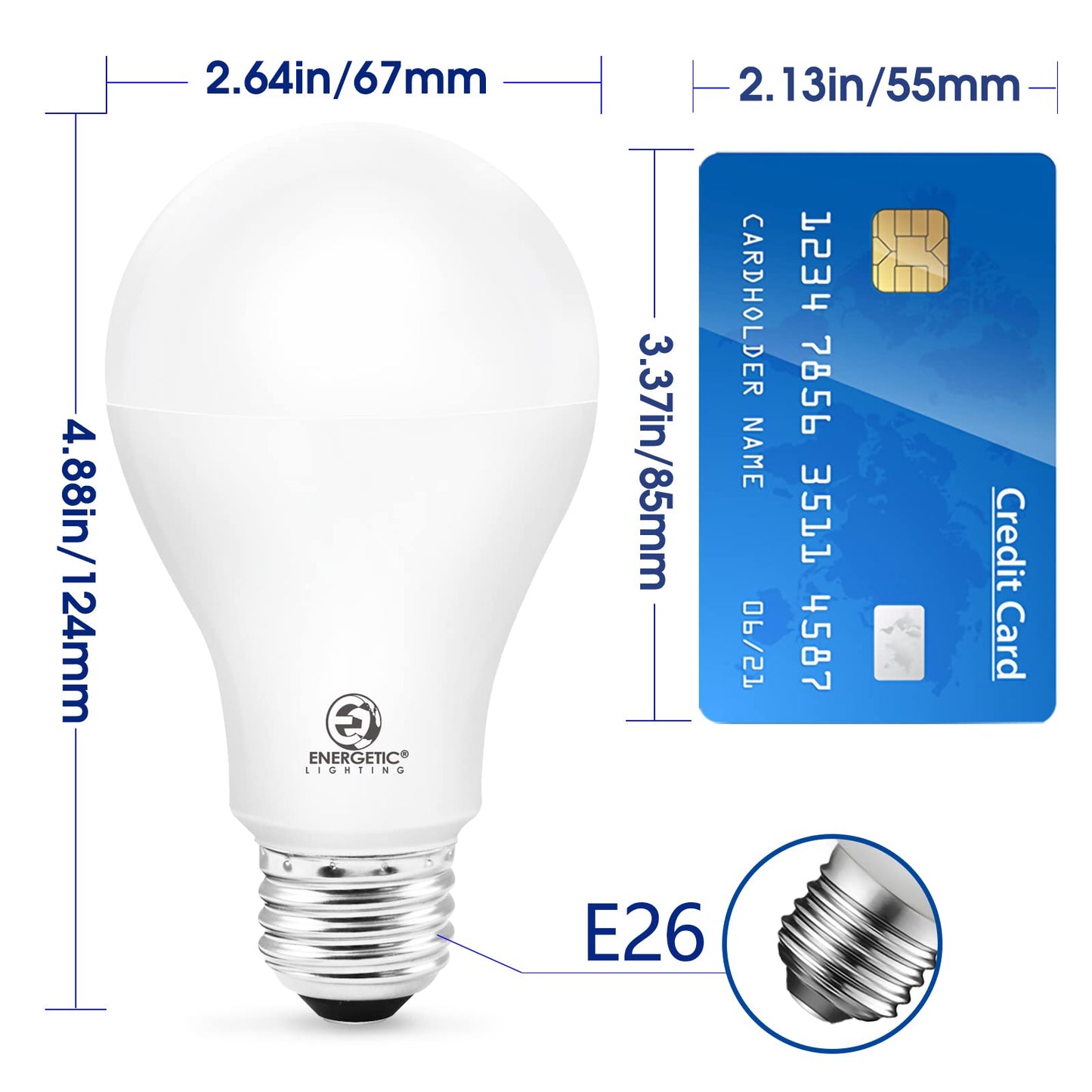 Super Bright Light Bulb 150 Watt Equivalent A21 LED Light Bulb, Daylight 5000K, E26 Base, 2600 High Lumens LED Bulb, Non-Dimmable, UL Listed, 2 Pack