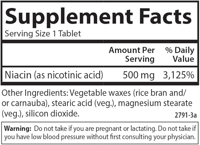 Carlson Niacin-Time 500 mg, Vitamin B-3, Time-Released, 100 Tablets