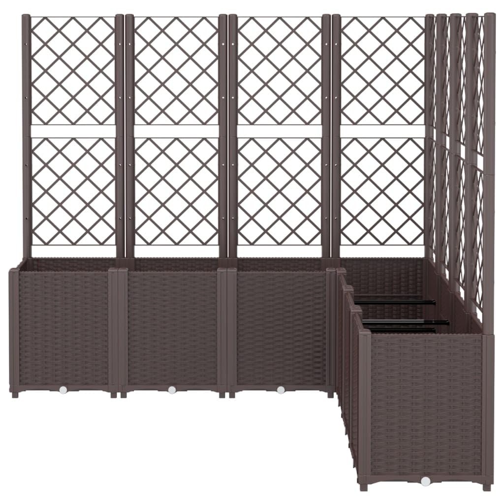 FUDUGEHMIOFWFJJ Large Modular Garden Planter with Trellis for Climbing Plants, 63x63x55 Inch UV Resistant Brown Polypropylene Outdoor Raised Bed for Patio, Balcony, Terrace
