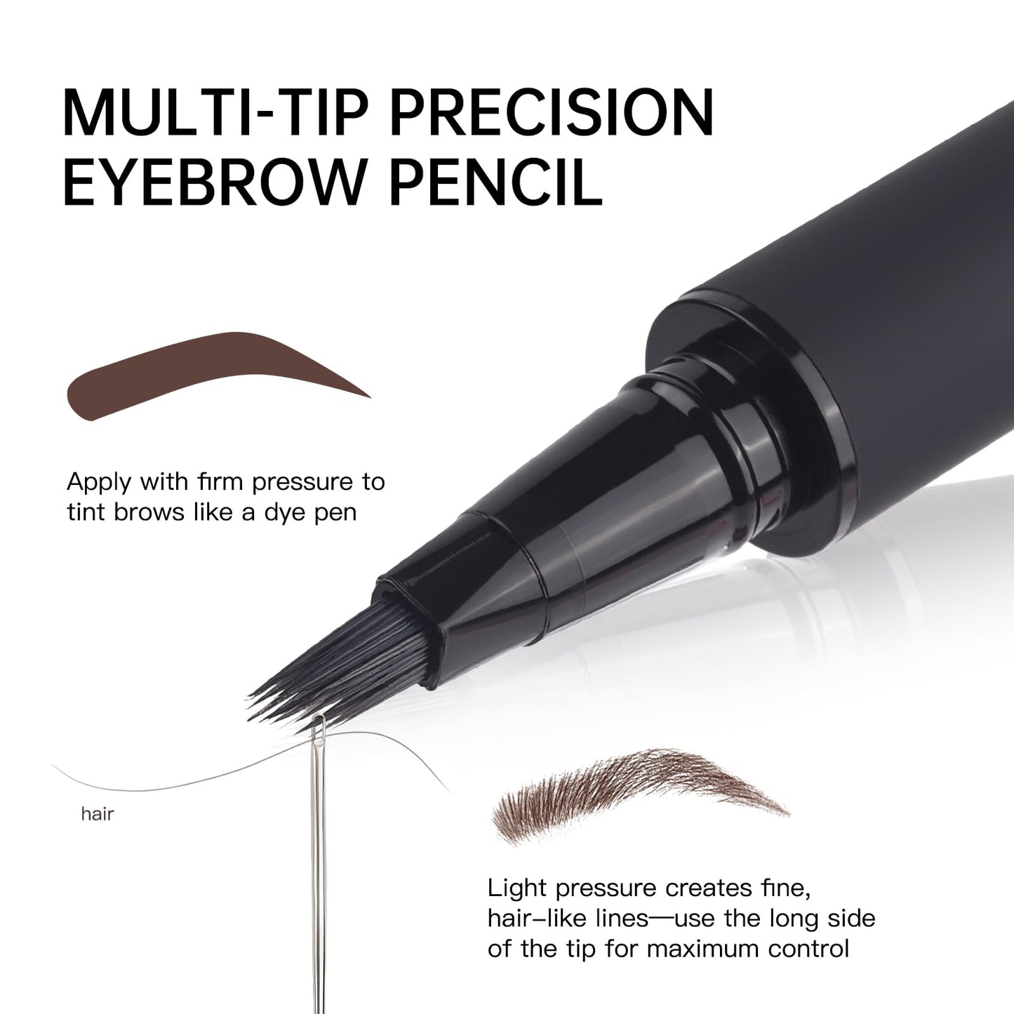 Microblading Eyebrow Pencil Kit - Angled Square Tip Liquid Eyebrow Pencil, Shaping and Filling Brow Definer Pen with Brush & Ref