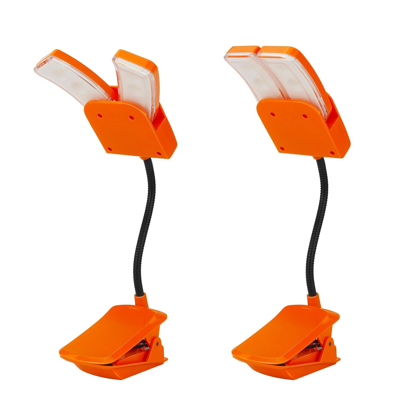 Bigmonat Battery Operated Clip On Light  Dimmable Brightness Eye Care Book Reading Light  360Flexible Gooseneck Night Lighting For Home Office  Reading Study (Orange  2Pack)