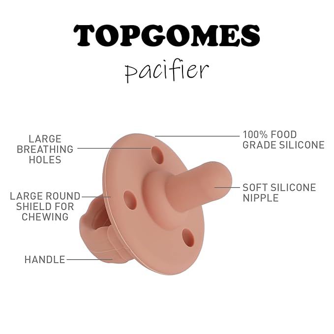 Soother Pacifier,Food Grade Silicone Pacifiers with Handle & 3 Holes for Added Safety, BPA Free, 2 Pack (Sage+Ether)