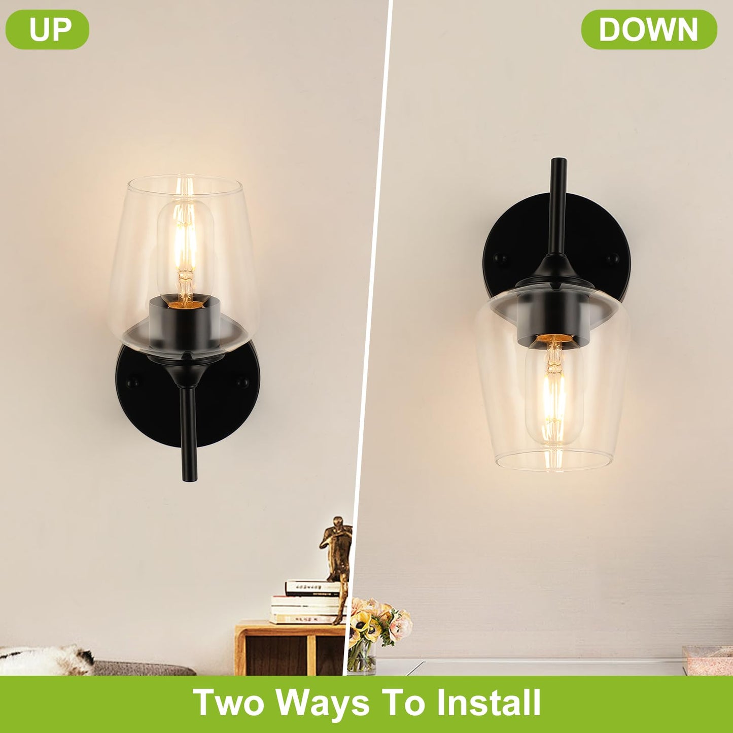 Foucasal Industrial Wall Sconces Black Bathroom Vanity Light Fixtures  Indoor Wall Mounted Lamp Modern Sconces 1-Light Wall Lighting For Bedside Bedroom Doorway