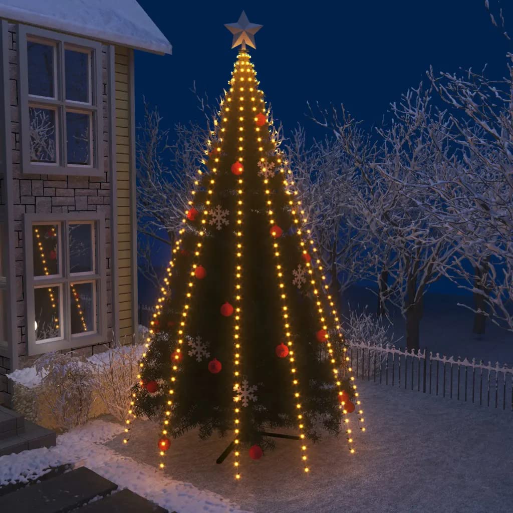 vidaXL 16.4 ft Christmas Tree Lights, 500 LED Warm White Waterfall String Lights, Model 51283, Indoor/Outdoor Decor