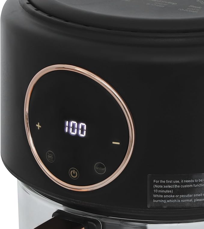 Air Fryer 1200W with Glass Window, 3.8Qt Large Capacity, 8 Presets, Digital Touchscreen, Non-Stick & Dishwasher Safe Basket US 110V (Black)