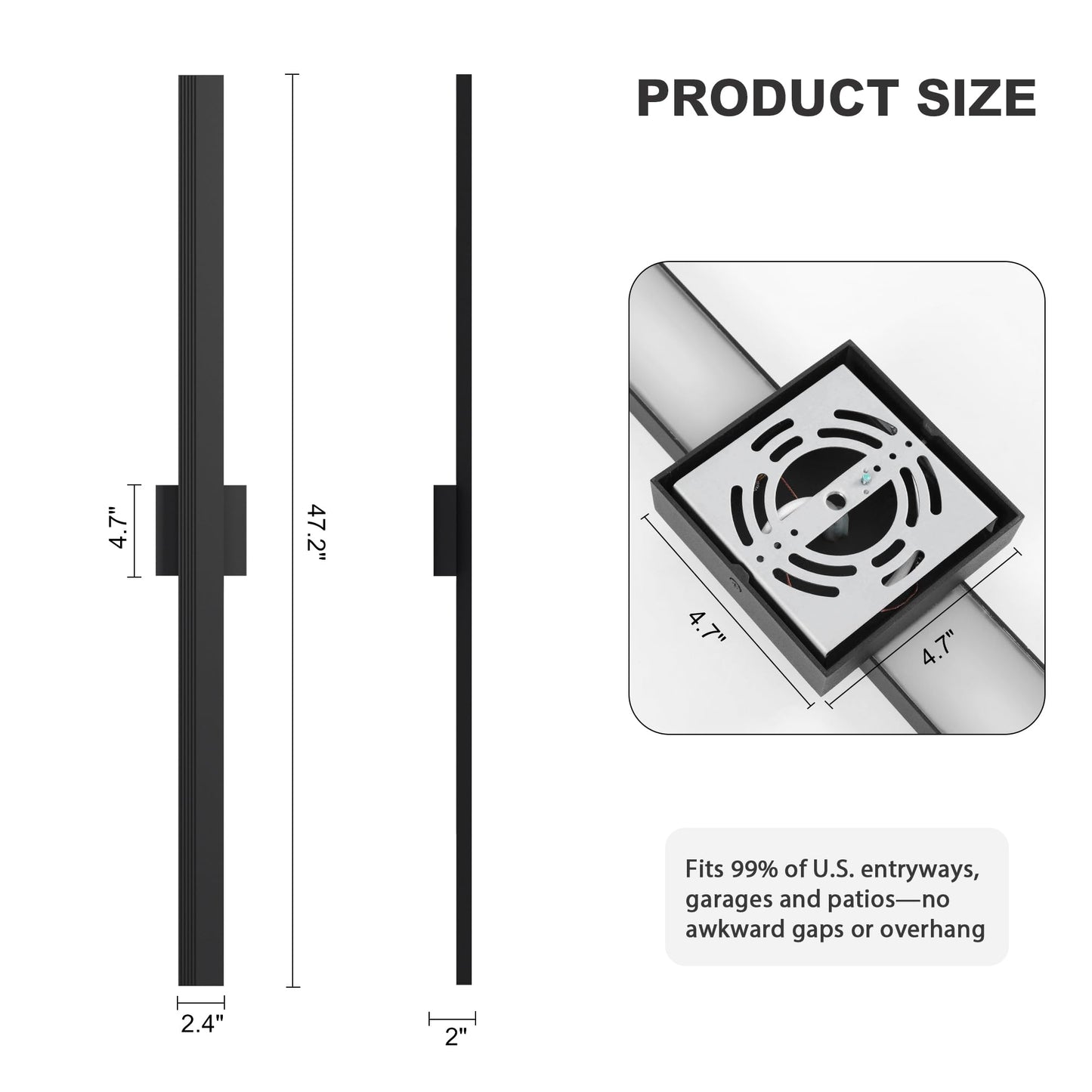 Lamqee 47.2 In Aluminum Long Outdoor Wall Light  3000K 3100Lm Integrated Led Waterproof Ip65  Linear Modern Exterior Lighting Fixtures Wall Mount Outside Sconce For House Porch Patio Garage Front Door