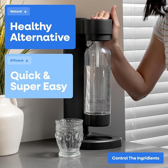 Carbonated Water Maker – Portable Manual Soda Maker for Sparkling Water & Fizzy Drinks – No Electricity, CO₂ Cylinder Not Included – Iceless Soda Machine for Home & Kitchen
