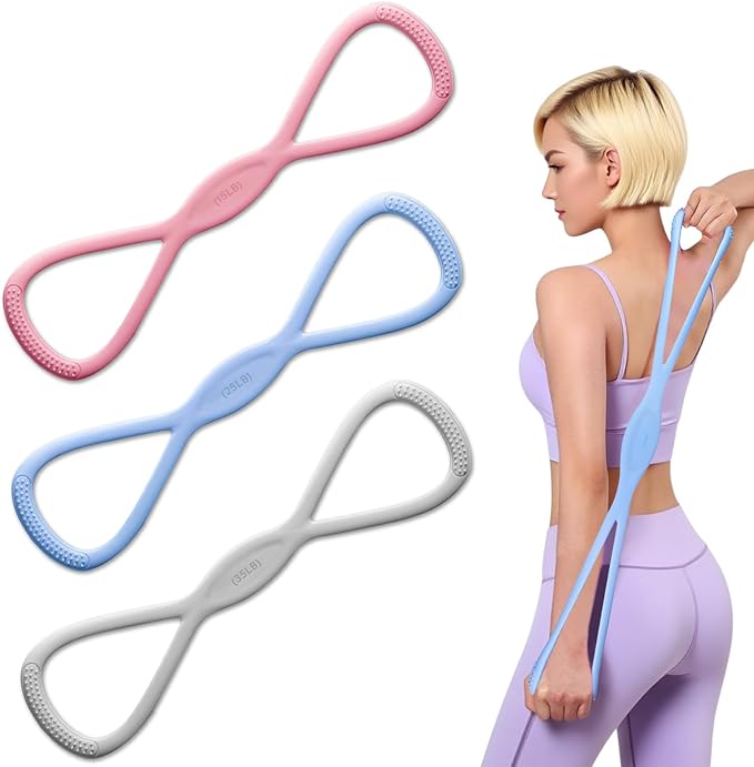 3PCS Figure 8 Resistance Bands for Women Men, Figure 8 Fitness Resistance Band, Resistance Bands with Handles, Exercise Eq...