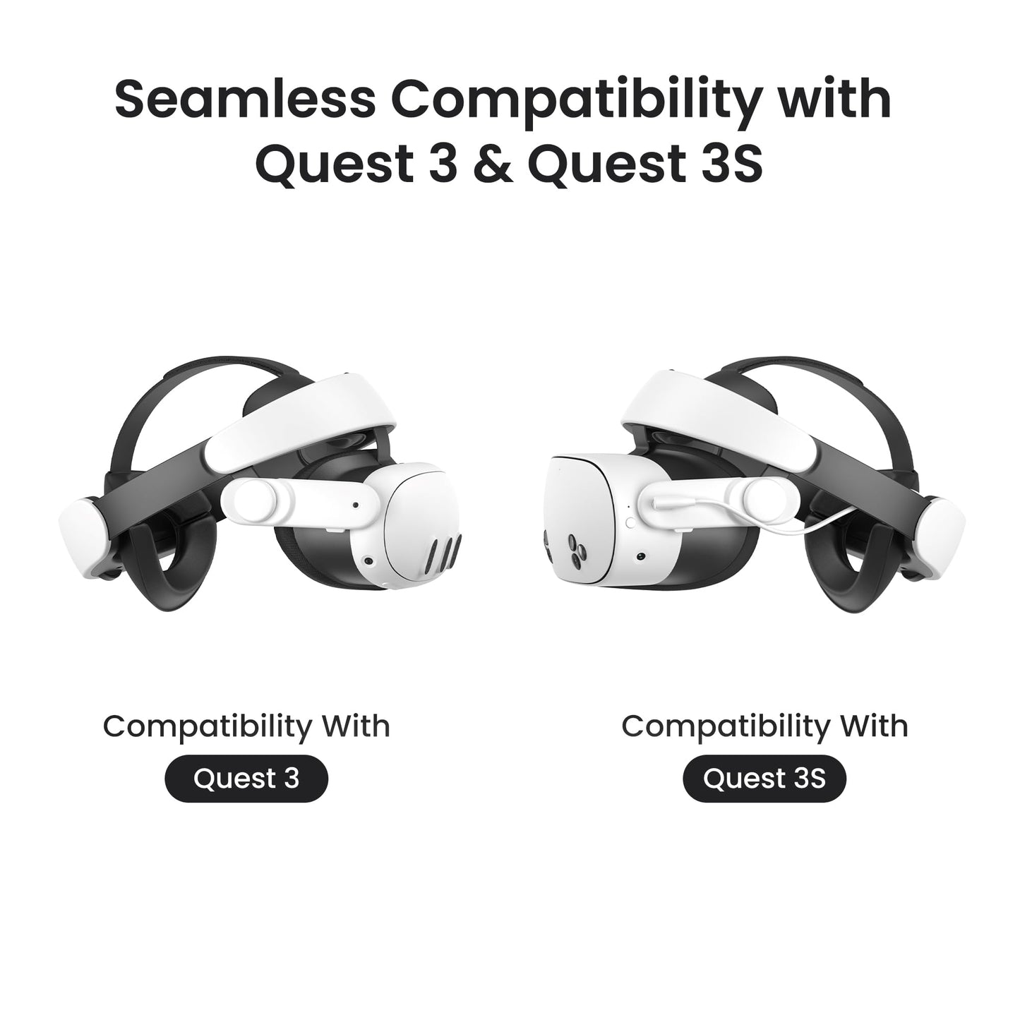 KIWI design H4 Boost Comfort Battery Head Strap Accessories for Meta/Oculus Quest 3/3S, Dual Fast Charge The VR Headset and Battery Strap in 2.5h, Halo Strap Reduce Facial Pressure, Not for Quest 2