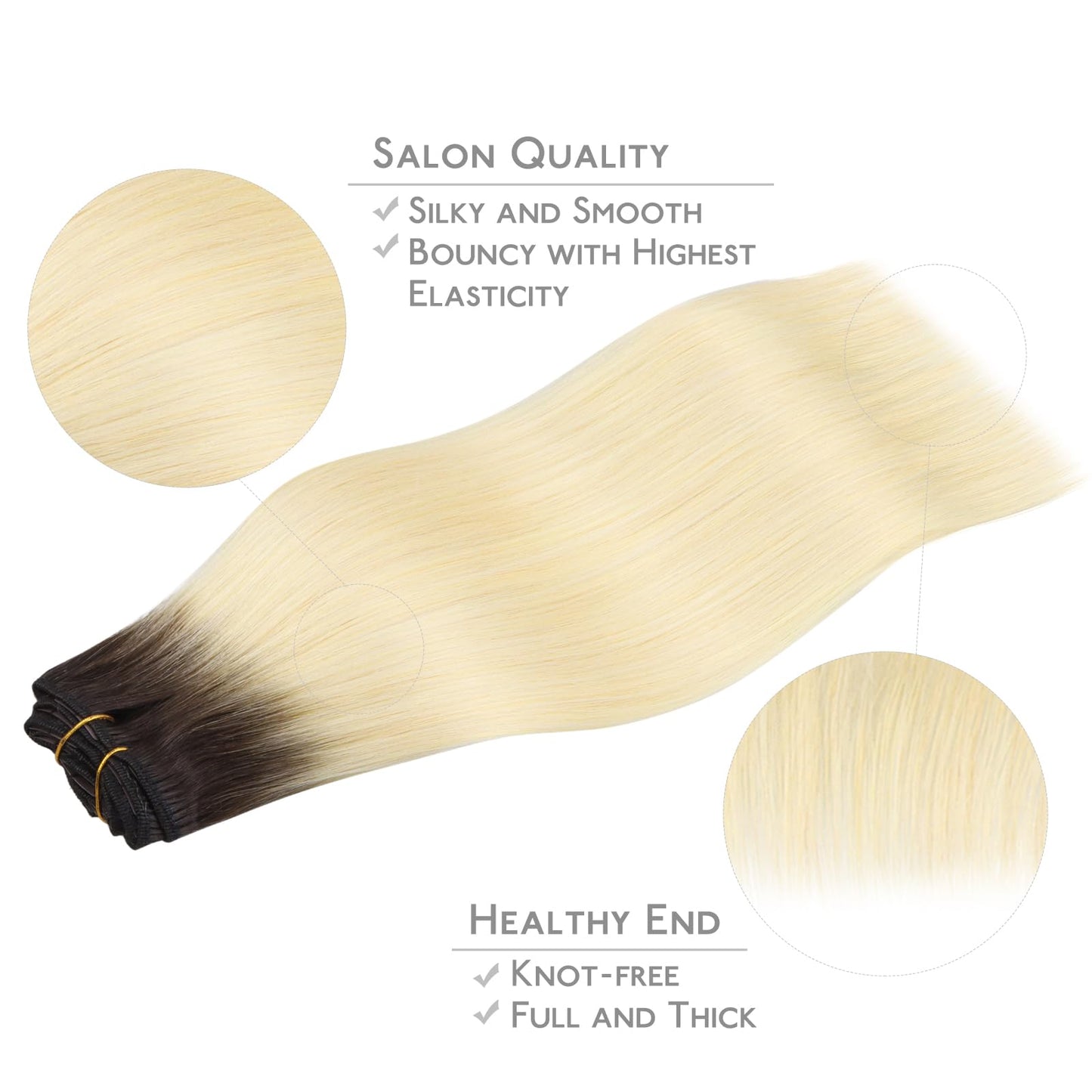 WENNALIFE Clip in Hair Extensions, 14 Inch 120g 7pcs Clip in Hair Extensions Real Human Hair, Ombre Light Dark Brown to Platinum